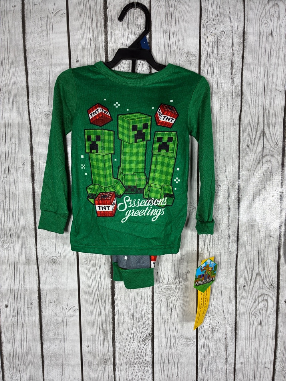 Minecraft Seasonal Green 2 Piece Pajama Set Size 4